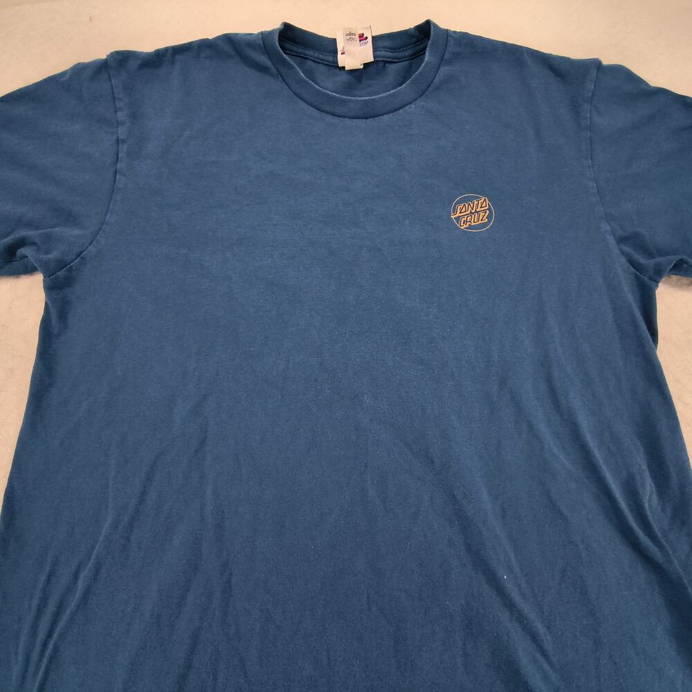 Santa Cruz Casual Crew Neck Short Sleeve Graphic Shirt Mens Size Large L Blue